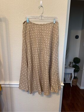 White Stag Beige Polka Dot A-Line Skirt size 12